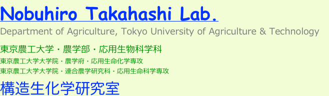 Nobuhiro Takahashi Lab.
Department of Agriculture, Tokyo University of Agriculture & Technology

_-ٷȨա?rѧ?ѧ
_-ٷȨաѧԺ?rѧ?ѧ
_-ٷȨաѧԺ?Brѧо?ѧ

ѧо